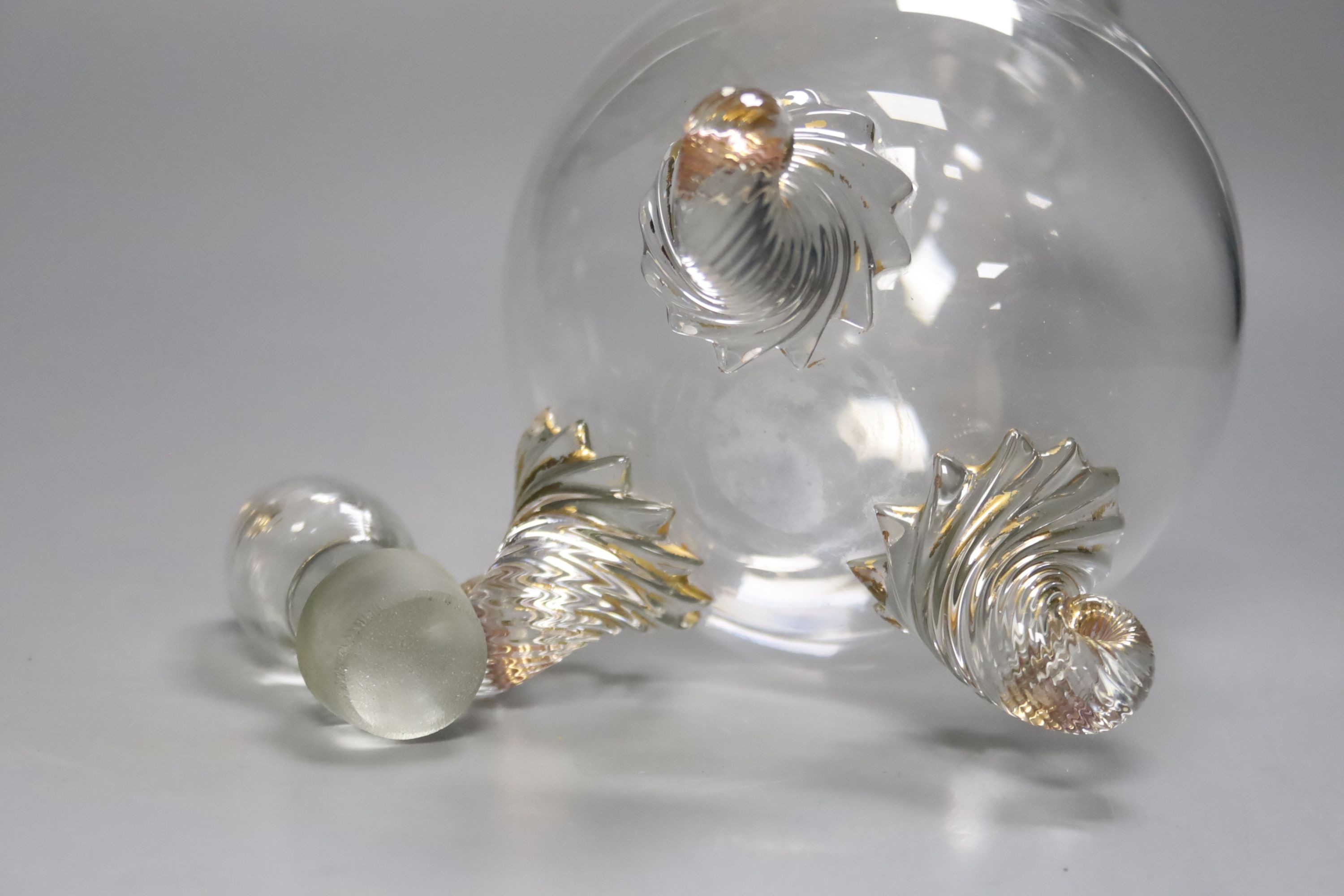A 19th century etched glass decanter with stopper, height 30cm